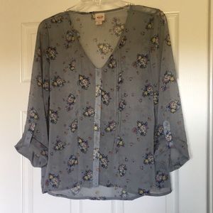 Mossimo Semi Sheer Floral Button Down Blouse